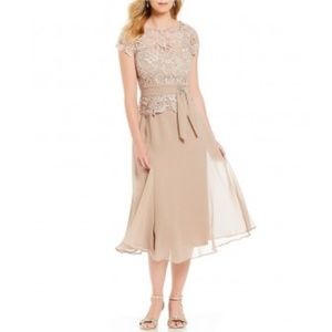 Dillard's Emma Street Lace Chiffon Champagne Dress